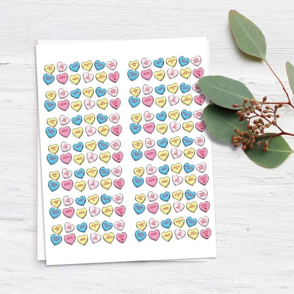 Candy Hearts Sticker Labels – (48 ct) - Picture 2 of 4